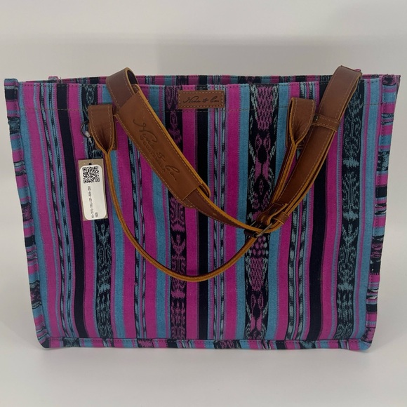 Nena & Co. 13in x 17in One Of A Kind Guatemala Travel Tote Bag Purple,blue,blk - Picture 3 of 12